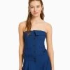 BERSHKA Tailored With Exposed Shoulders Corset - Bodywarmer - Blue