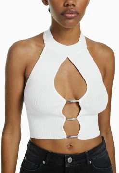 BERSHKA DetailHalter- Top - Off White -Bershka 365117d801404abab7efa2ac97a76e28