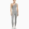 BERSHKA Cut-Out Seamless - Jumpsuit - Mottled Light Grey
