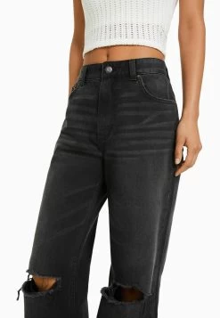 BERSHKA Wide 90S Ripped - Relaxed Fit Jeans - Black 9 BERSHKA Wide 90S Ripped - Relaxed Fit Jeans - Black -Bershka 375c58f09e7e4a70887b12069dccecfa