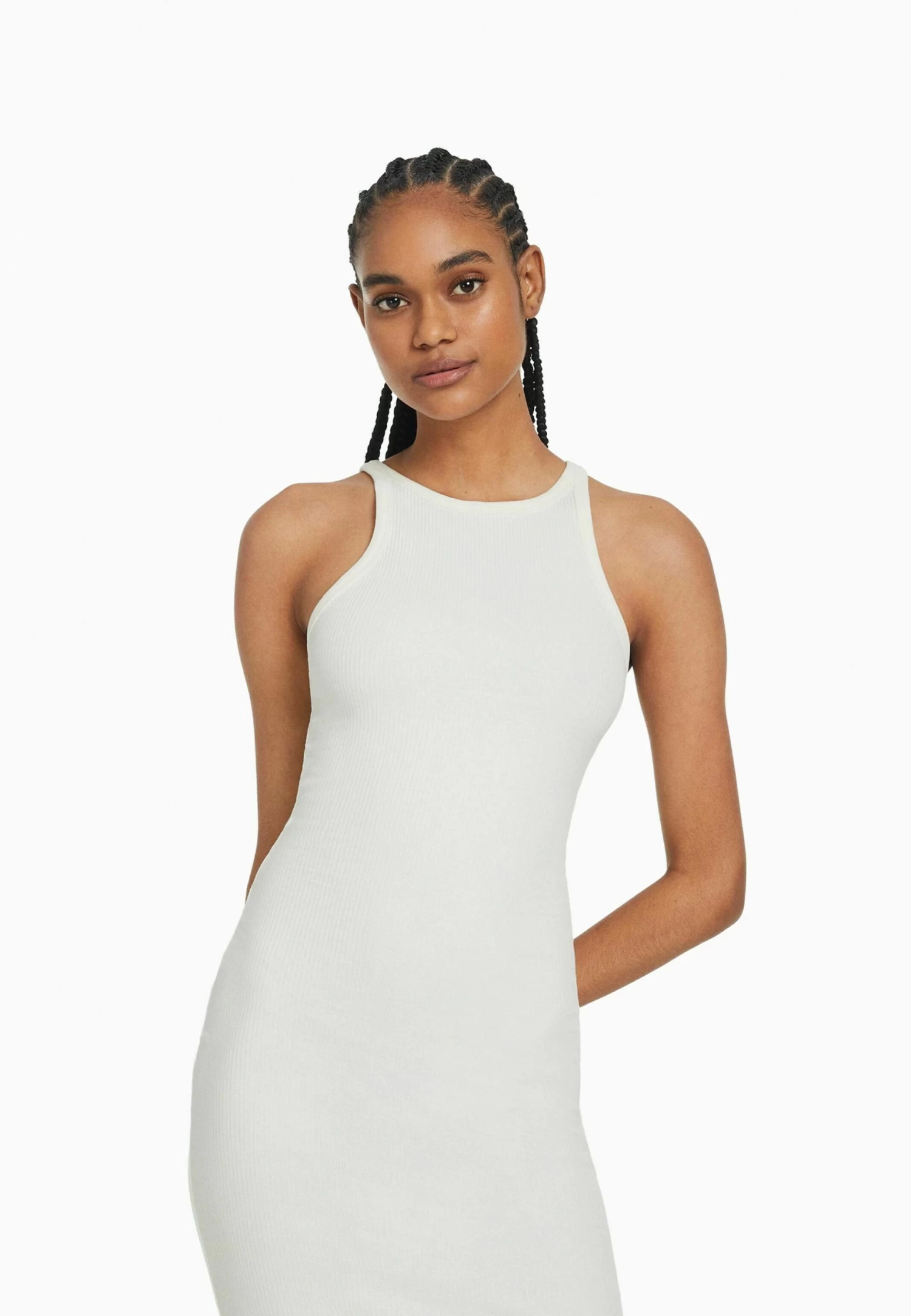 BERSHKA Midi - Etui-Jurk - Beige 3 BERSHKA Midi - Etui-Jurk - Beige - Afbeelding 3