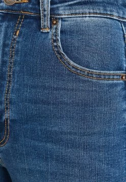 BERSHKA Ripped Super High Waist - Jeans Skinny Fit - Dark Blue -Bershka 3822f50f4ace43e89be78ba19c8a6ac7