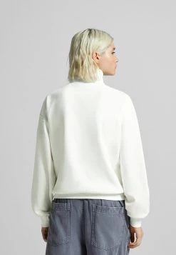 BERSHKA Zip - Print - Sweater - Beige -Bershka 385ee05031d44e7f98d65f1f250b677a