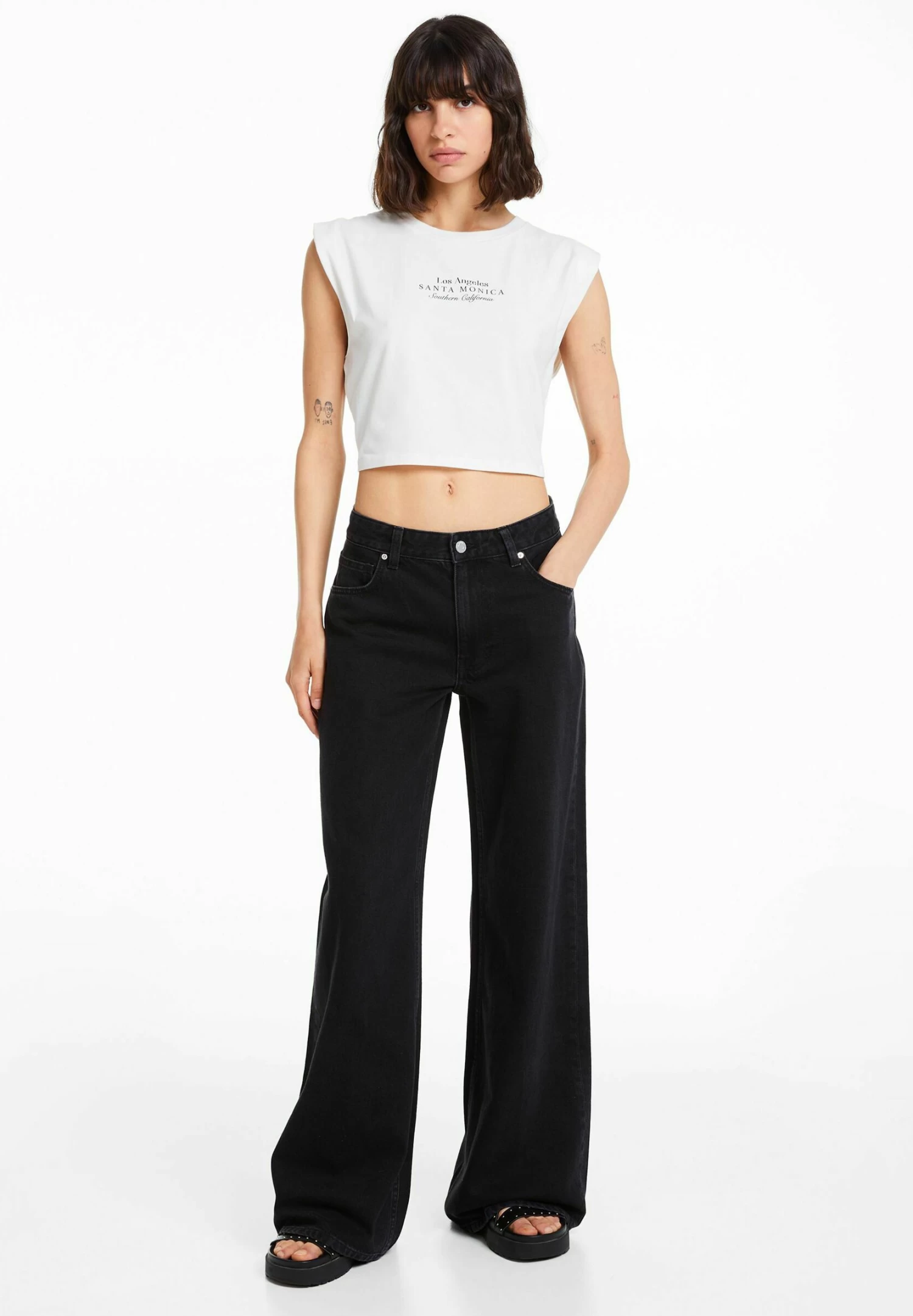 BERSHKA Wide-Leg - Flared Jeans - Black 2 BERSHKA Wide-Leg - Flared Jeans - Black - Afbeelding 2