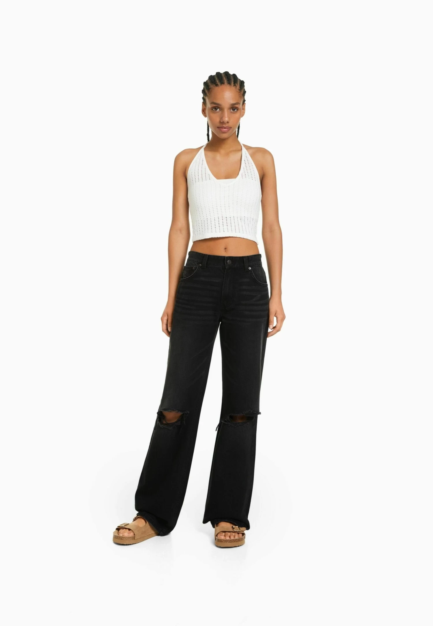 BERSHKA Wide 90S Ripped - Relaxed Fit Jeans - Black 2 BERSHKA Wide 90S Ripped - Relaxed Fit Jeans - Black - Afbeelding 2