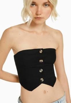 BERSHKA Bustier - Blouse - Black -Bershka 39d7caa32b6e4eff8b1a666df8f4f81c