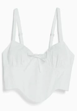 BERSHKA Cropped With Straps - Corset- Top - Off White -Bershka 3a09c83813e44e999cd65e53aa2c8740