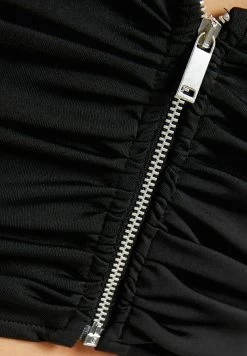 BERSHKA Gathered With Neckline Detail - Top - Black -Bershka 3a24d5e46c3e48d69d93e417d849a936