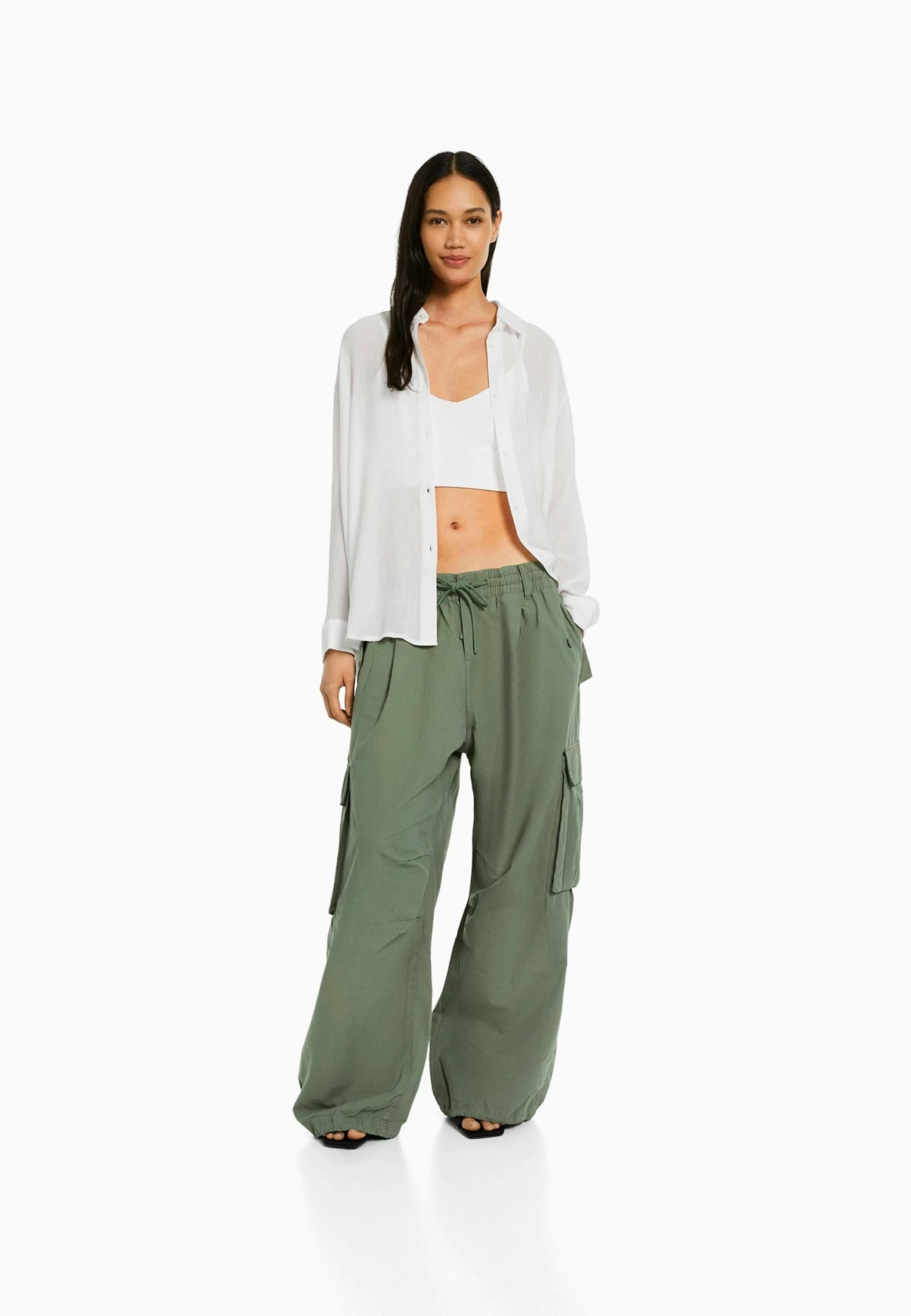 BERSHKA Long Sleeve - Overhemdblouse - White 2 BERSHKA Long Sleeve - Overhemdblouse - White - Afbeelding 2