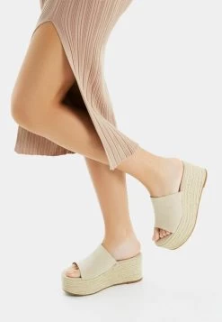 BERSHKA Muiltjes Met Hak - Beige