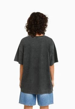 BERSHKA Short Sleeve - T-Shirt Print - Mottled Light Grey -Bershka 3e27f0594ce34da89d5544b5f15b3834