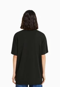 BERSHKA Printed- T-Shirt Print - Black -Bershka 40af94a2d2954bca9bad56a02fad5ed7