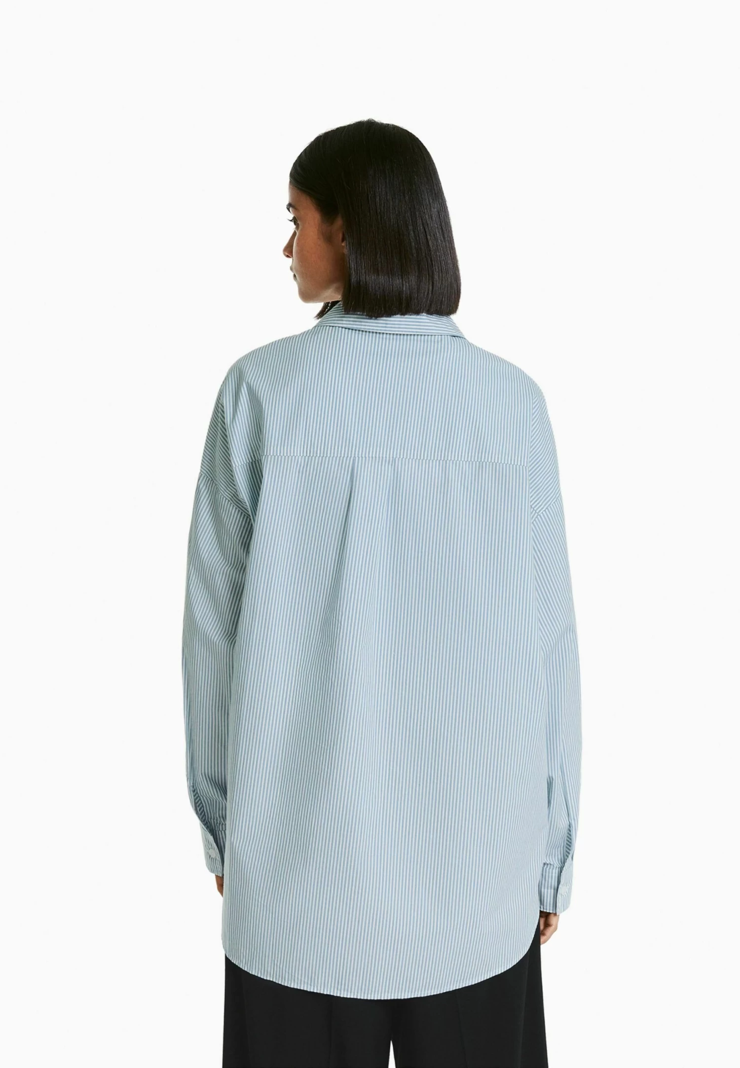 BERSHKA Long Sleeve Striped - Overhemdblouse - Blue 3 BERSHKA Long Sleeve Striped - Overhemdblouse - Blue - Afbeelding 3