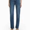 BERSHKA Comfort Straight With Side Slit- Bootcut Jeans - Dark Blue