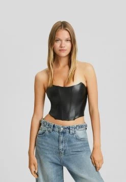 BERSHKA Bandeau - Crop - Top - Black