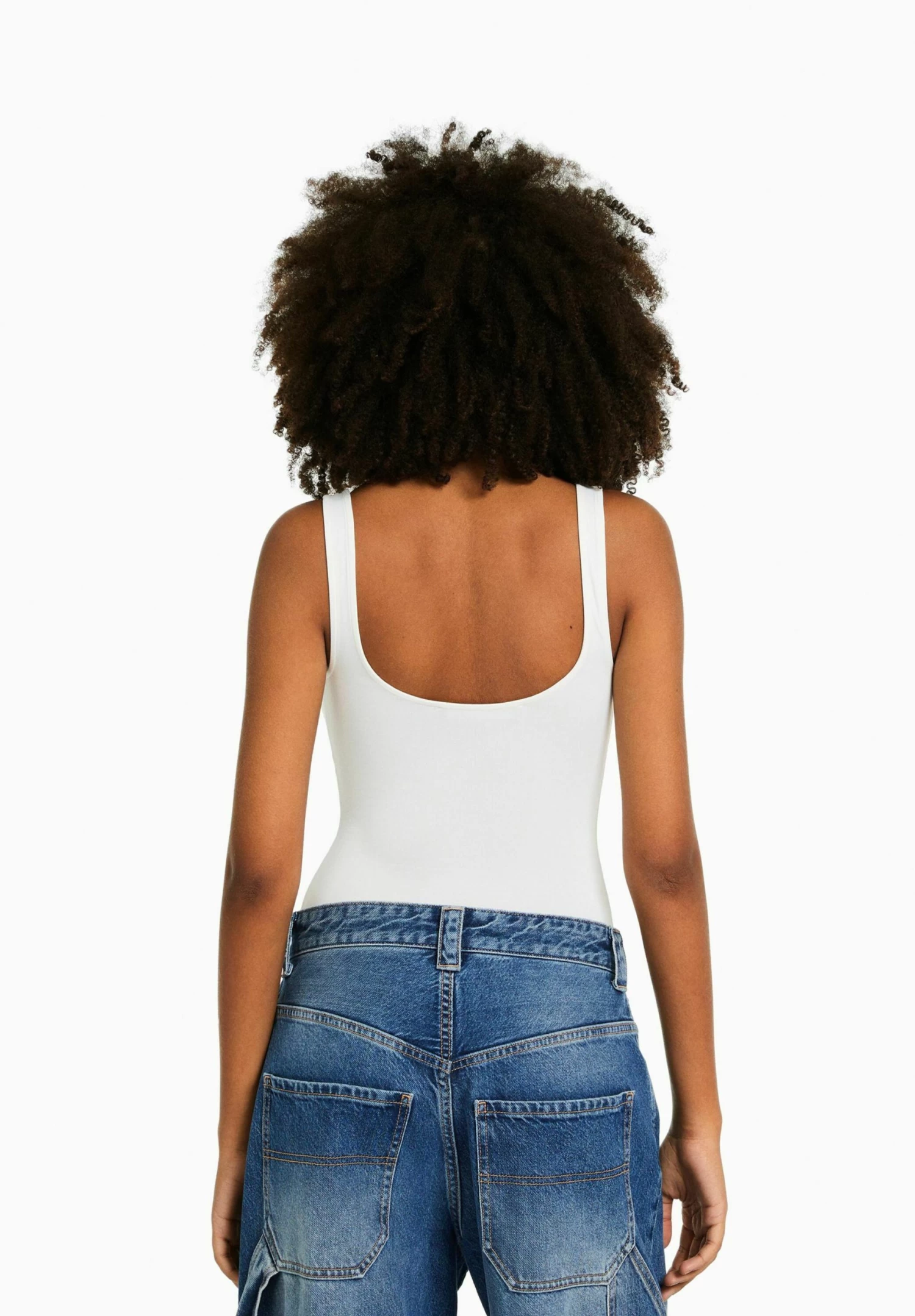 BERSHKA Monochrome Strappy- Top - Off White 3 BERSHKA Monochrome Strappy- Top - Off White - Afbeelding 3