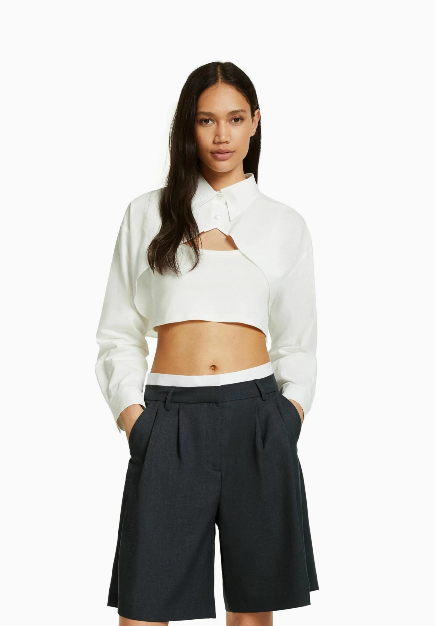 BERSHKA Tailored - Bermuda - Shorts - Grey 1 BERSHKA Tailored - Bermuda - Shorts - Grey