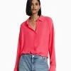 BERSHKA Long Sleeve - Overhemdblouse - Coral
