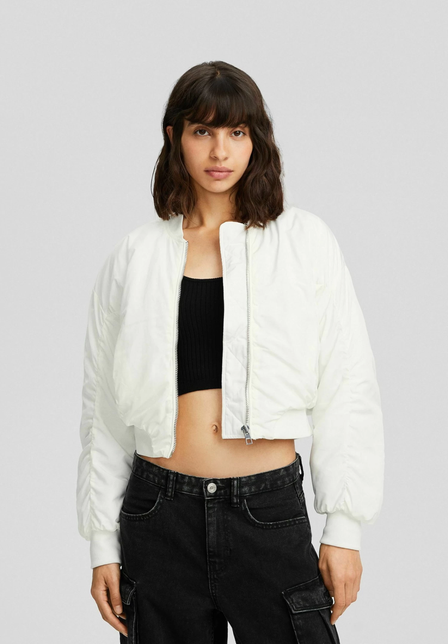 BERSHKA Cropped - Bomberjacks - White 1 BERSHKA Cropped - Bomberjacks - White