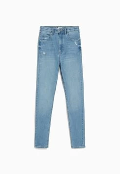 BERSHKA Super High-Waist - Jeans Skinny Fit - Light Blue -Bershka 441f39e868ca45709da3b808d527b5ab