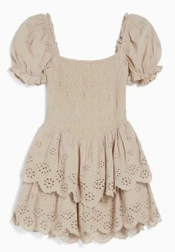 BERSHKA Short Sleeve Swiss Embroidery With Ruffles - Mini - Jurk - Light Brown 10 BERSHKA Short Sleeve Swiss Embroidery With Ruffles - Mini - Jurk - Light Brown -Bershka 44235ce03bc94dd095bb58218aeaa70c