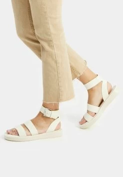 BERSHKA Embossed With Ankle Strap - Sandalen - Beige