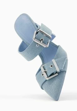 BERSHKA Buckled - Muiltjes Met Hak - Blue Denim -Bershka 47aa5052afbd4c9e95477fcae2d2e9e6
