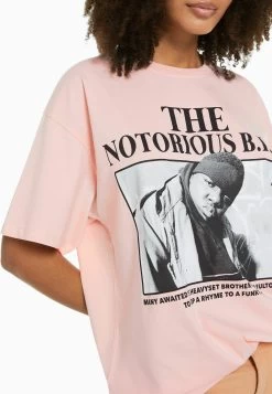 BERSHKA The Notorious B.I.G Short Sleeve - T-Shirt Print - Pink -Bershka 4825f968bc894a1e8dc20e7e8ce3df8d