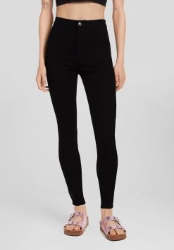 BERSHKA Super High Waist- Slim Fit Jeans - Black