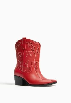 BERSHKA Heeled- Cowboy-/Bikerlaarsjes - Red -Bershka 4987261fde634f1e85bb1c373e8d38d4
