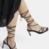 BERSHKA Lace Up Embossed Animal Print 11780160 - Sandalen Met Hoge Hak - Black