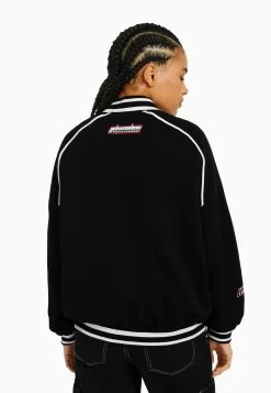 BERSHKA Plush Racing - Vest - Black -Bershka 4bcd9101181048ef820905865a8e037e