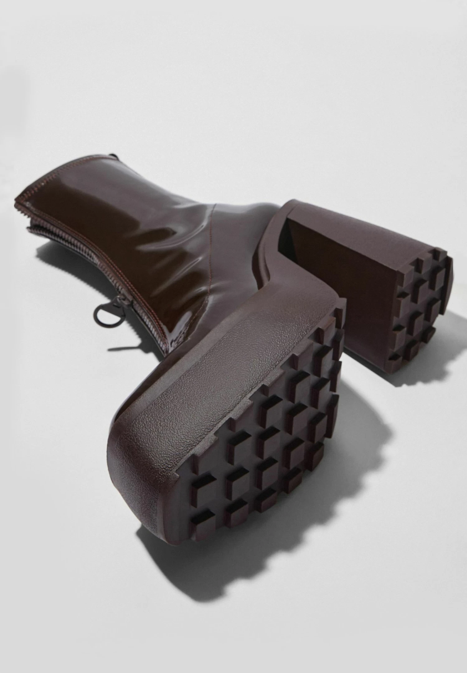 BERSHKA Enkellaarsjes Met Hoge Hak - Brown 4 BERSHKA Enkellaarsjes Met Hoge Hak - Brown - Afbeelding 4