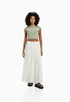 BERSHKA Boho- Maxirok - Beige