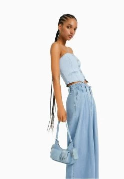 BERSHKA Multipocket - Shoulder - Handtas - Dark Blue