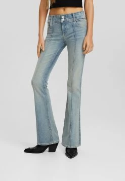 BERSHKA Waist - Bootcut Jeans - Light Blue