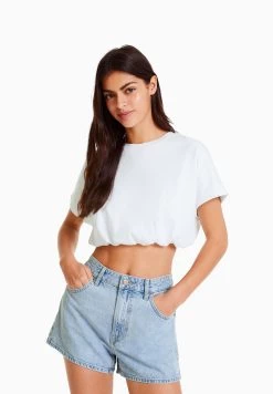 BERSHKA Mom Fit - Jeansshort - Light Blue -Bershka 51eb570566bd422f894330f3e7fbaec6