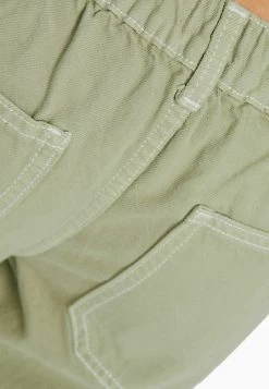 BERSHKA Elastic Waistband And Pocket- Flared Jeans - Khaki -Bershka 529856ef6aba4385afe48153c2081b83