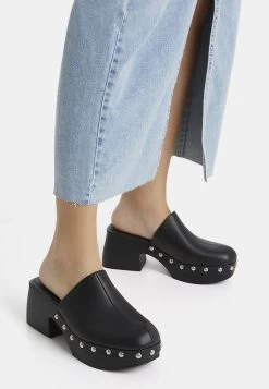 BERSHKA Studded - Clogs - Black