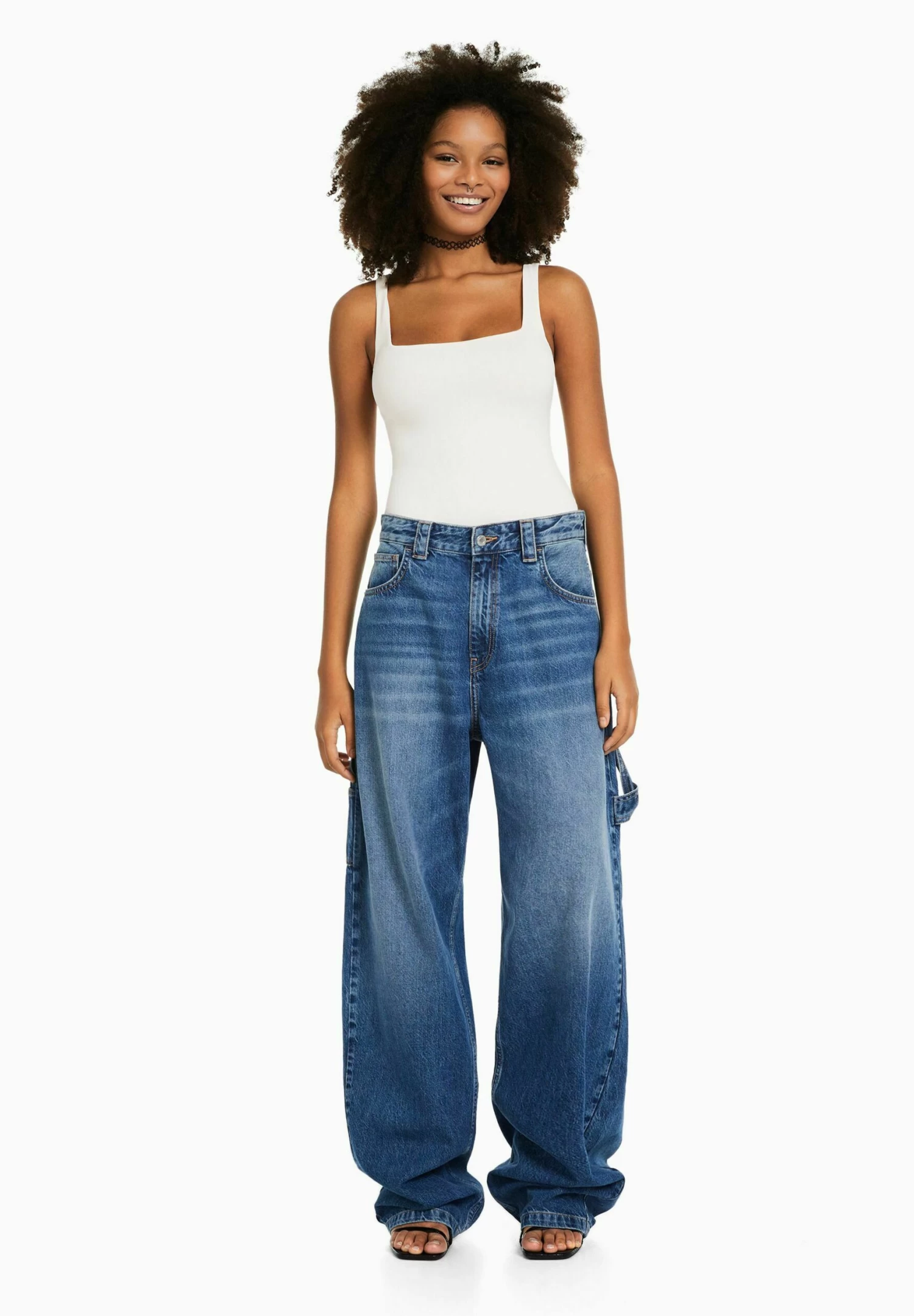 BERSHKA Monochrome Strappy- Top - Off White 2 BERSHKA Monochrome Strappy- Top - Off White - Afbeelding 2