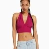 BERSHKA Rustic Blend - Crop - Top - Dark Purple