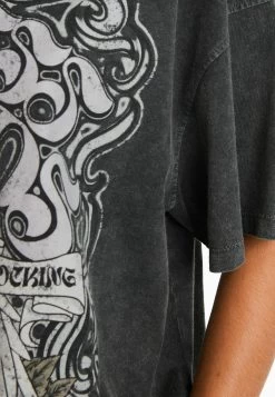 BERSHKA Short Sleeve - T-Shirt Print - Mottled Light Grey -Bershka 54c186b24cab405ca2981176ff0e92e3