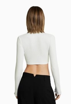 BERSHKA Vest - White -Bershka 551687b4670b437e87639fff149ccb06