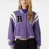 BERSHKA Cropped Varsity - Bomberjacks - Mauve