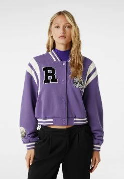 BERSHKA Cropped Varsity - Bomberjacks - Mauve