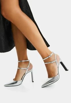 BERSHKA Hoge Hakken - Silver Coloured