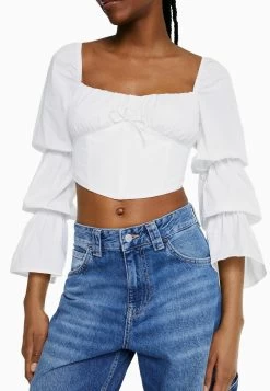 BERSHKA Cropped Long Sleeve- Blouse - Off White 10 BERSHKA Cropped Long Sleeve- Blouse - Off White -Bershka 5742a62f3e4848db87a0b04f18b7cb30