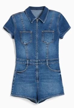 BERSHKA Zip - Jumpsuit - Light Blue Denim -Bershka 57637d888fe941d4afc0131f15bb2bad