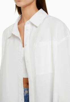 BERSHKA Long Sleeve Oversize - Overhemdblouse - Off White -Bershka 576cbb7d824c4c1cbc620eaae9f96371