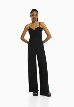 BERSHKA With Straps - Jumpsuit - Black